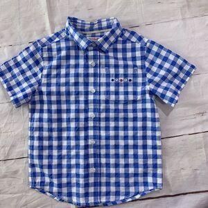 Cat&Jack shirt Arsen boys plaid cotton XS 4 5 5T blue personalized name pocket